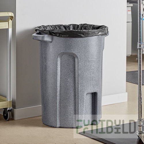Toter RND44-B0149 44 Gallon Dark Gray Granite Round Trash Can
