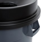 32 Gallon Gray/Black Round Trash Can with Black Funnel Top Lid 32 Gallon Gray/Black Round Trash Can with Black Funnel Top Lid