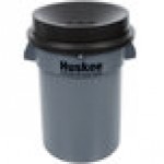 32 Gallon Gray/Black Round Trash Can with Black Funnel Top Lid 32 Gallon Gray/Black Round Trash Can with Black Funnel Top Lid
