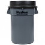 32 Gallon Gray/Black Round Trash Can with Black Funnel Top Lid 32 Gallon Gray/Black Round Trash Can with Black Funnel Top Lid