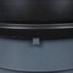 32 Gallon Gray/Black Round Trash Can with Black Funnel Top Lid 32 Gallon Gray/Black Round Trash Can with Black Funnel Top Lid