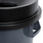 32 Gallon Gray/Black Round Trash Can with Black Funnel Top Lid 32 Gallon Gray/Black Round Trash Can with Black Funnel Top Lid