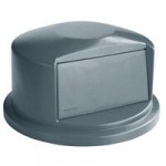 32 Gallon Gray/Black Round Trash Can with Black Funnel Top Lid 32 Gallon Gray/Black Round Trash Can with Black Funnel Top Lid