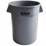 32 Gallon Gray/Black Round Trash Can with Black Funnel Top Lid 32 Gallon Gray/Black Round Trash Can with Black Funnel Top Lid
