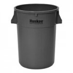 32 Gallon Gray/Black Round Trash Can with Black Funnel Top Lid 32 Gallon Gray/Black Round Trash Can with Black Funnel Top Lid