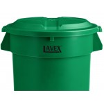 Lavex 32 Gallon Green Round Commercial Trash Can with Lid and Dolly