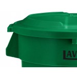 Lavex 32 Gallon Green Round Commercial Trash Can with Lid and Dolly