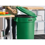 Lavex 32 Gallon Green Round Commercial Trash Can with Lid and Dolly
