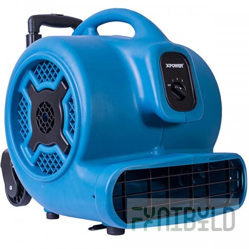 XPOWER P-800H-Blue 3-Speed Air Mover with Telescopic Handle and Wheels - 3/4 hp
