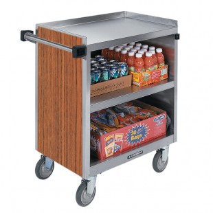Lakeside 844VC 3 Shelf Heavy Duty Stainless Steel Utility Cart with Enclosed Base and Victorian Cherry Finish - 22 1/2 Lakeside 844VC 3 Shelf Heavy Duty Stainless Steel Utility Cart with Enclosed Base and Victorian Cherry Finish - 22 1/2