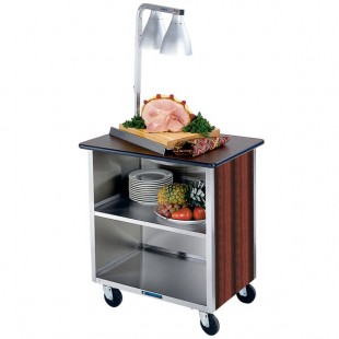 Lakeside 626RM Heavy-Duty Stainless Steel Three Shelf Flat Top Utility Cart with Enclosed Base and Red Maple Finish - 18 3/4