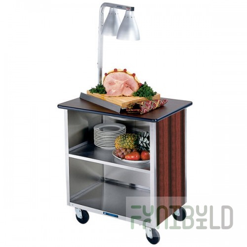 Lakeside 626RM Heavy-Duty Stainless Steel Three Shelf Flat Top Utility Cart with Enclosed Base and Red Maple Finish - 18 3/4