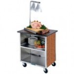 Lakeside 626RM Heavy-Duty Stainless Steel Three Shelf Flat Top Utility Cart with Enclosed Base and Red Maple Finish - 18 3/4