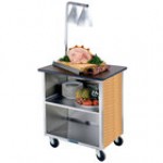 Lakeside 626RM Heavy-Duty Stainless Steel Three Shelf Flat Top Utility Cart with Enclosed Base and Red Maple Finish - 18 3/4