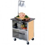 Lakeside 626RM Heavy-Duty Stainless Steel Three Shelf Flat Top Utility Cart with Enclosed Base and Red Maple Finish - 18 3/4