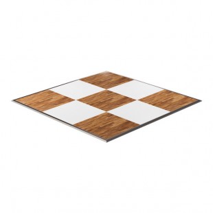 California Portable Dance Floor 12' x 12' New England Plank and White Checker Composite Laminate Portable Dance Floor with ADA-Compliant Edging California Portable Dance Floor 12' x 12' New England Plank and White Checker Composite Laminate Portable Dance Floor with ADA-Compliant Edging