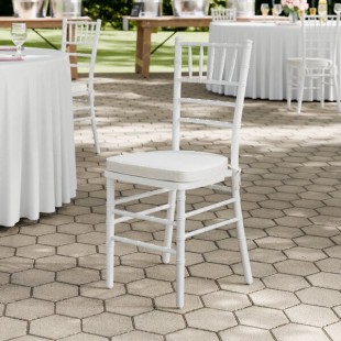 Lancaster Table & Seating White Wood Chiavari Chair with Ivory Cushion Lancaster Table & Seating White Wood Chiavari Chair with Ivory Cushion