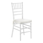 Lancaster Table & Seating White Wood Chiavari Chair with Ivory Cushion Lancaster Table & Seating White Wood Chiavari Chair with Ivory Cushion
