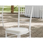 Lancaster Table & Seating White Wood Chiavari Chair with Ivory Cushion Lancaster Table & Seating White Wood Chiavari Chair with Ivory Cushion