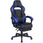 Flash Furniture CH-00288-BK-BK-GG High-Back Fully Reclining Black LeatherSoft Swivel Office Chair / Video Game Chair with Slide-Out Footrest