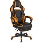 Flash Furniture CH-00288-BK-BK-GG High-Back Fully Reclining Black LeatherSoft Swivel Office Chair / Video Game Chair with Slide-Out Footrest