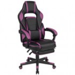 Flash Furniture CH-00288-BK-BK-GG High-Back Fully Reclining Black LeatherSoft Swivel Office Chair / Video Game Chair with Slide-Out Footrest
