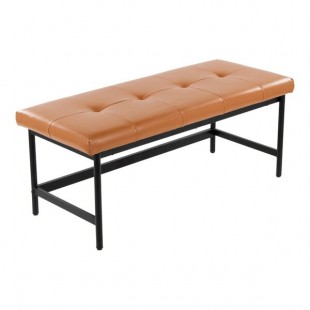LumiSource Fuji Camel Faux Leather Bench with Black Metal Frame LumiSource Fuji Camel Faux Leather Bench with Black Metal Frame