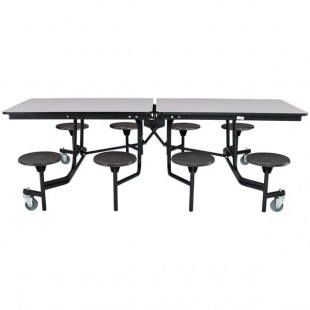 National Public Seating MTS8-PWTMPC 8' Rectangular Mobile Plywood Cafeteria Table with Powder Coated Frame, T-Molding Edge, and 8 Stools National Public Seating MTS8-PWTMPC 8' Rectangular Mobile Plywood Cafeteria Table with Powder Coated Frame, T-Molding Edge, and 8 Stools