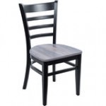 BFM Seating Berkeley Black Beechwood Ladder Back Side Chair with Relic Farmhouse Seat