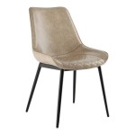 Lancaster Table & Seating Mid-Century Black Chair with Smokey Beige Vinyl Tufted Seat - Detached