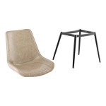 Lancaster Table & Seating Mid-Century Black Chair with Smokey Beige Vinyl Tufted Seat - Detached