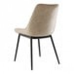 Lancaster Table & Seating Mid-Century Black Chair with Smokey Beige Vinyl Tufted Seat - Detached