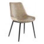 Lancaster Table & Seating Mid-Century Black Chair with Smokey Beige Vinyl Tufted Seat - Detached