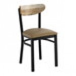 Lancaster Table & Seating Mid-Century Black Chair with Smokey Beige Vinyl Tufted Seat - Detached