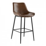 Lancaster Table & Seating Mid-Century Black Chair with Smokey Beige Vinyl Tufted Seat - Detached