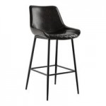 Lancaster Table & Seating Mid-Century Black Chair with Smokey Beige Vinyl Tufted Seat - Detached