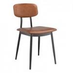 Lancaster Table & Seating Mid-Century Black Chair with Smokey Beige Vinyl Tufted Seat - Detached