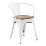 Lancaster Table & Seating Alloy Silver Indoor Arm Chair with Gray Wood Seat Lancaster Table & Seating Alloy Silver Indoor Arm Chair with Gray Wood Seat