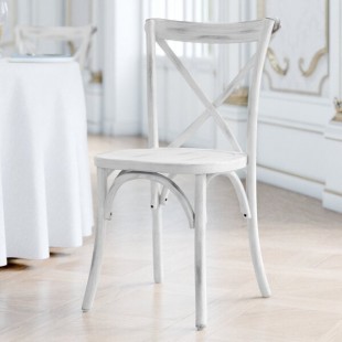 Lancaster Table & Seating Vineyard Rustic White Wood Cross Back Chair Lancaster Table & Seating Vineyard Rustic White Wood Cross Back Chair