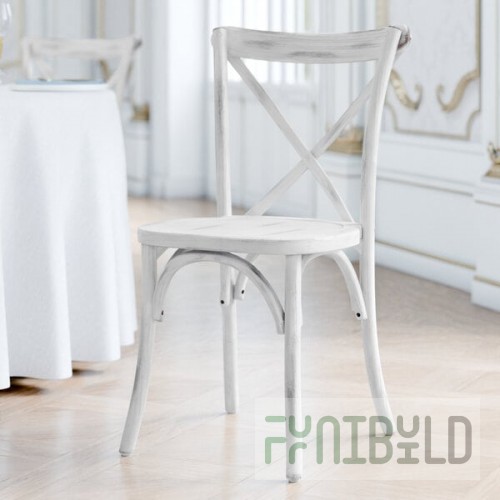 Lancaster Table & Seating Vineyard Rustic White Wood Cross Back Chair