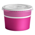 Choice 12 oz. Pink Paper Frozen Yogurt / Food Cup with Flat Lid - 50/Case Choice 12 oz. Pink Paper Frozen Yogurt / Food Cup with Flat Lid - 50/Case