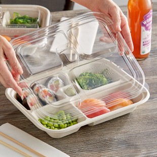 World Centric 5-Compartment Compostable PLA Lid - 300/Case World Centric 5-Compartment Compostable PLA Lid - 300/Case