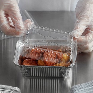 Choice Oblong Clear Plastic Dome Lid for 1 lb. Foil Take-Out Container - 1,000/Case Choice Oblong Clear Plastic Dome Lid for 1 lb. Foil Take-Out Container - 1,000/Case