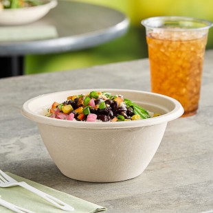 World Centric 32 oz. Compostable Fiber Take-Out Bowl with Leaf Plus - 500/Case