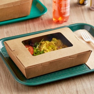 Choice Kraft Folded Paper #2 Take-Out Container with Window 7 3/4