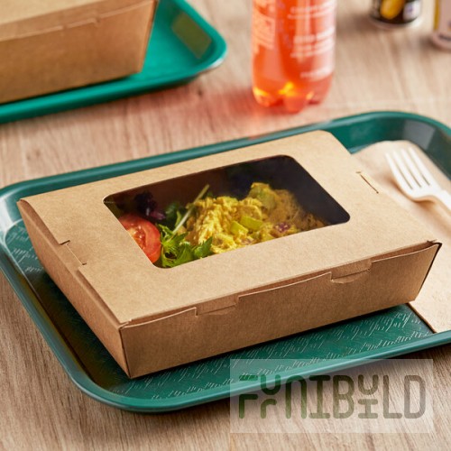 Choice Kraft Folded Paper #2 Take-Out Container with Window 7 3/4