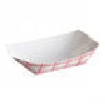 #50 1/2 lb. Red Plaid Paper Food Tray - 250/Pack