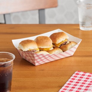 #1,000 10 lb. Red Plaid Paper Food Tray - 250/Case