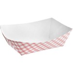 #1,000 10 lb. Red Plaid Paper Food Tray - 250/Case