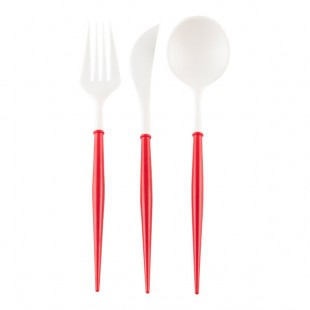 Sophistiplate Bella White / Red Extra Heavy Weight Plastic Cutlery - 288/Case